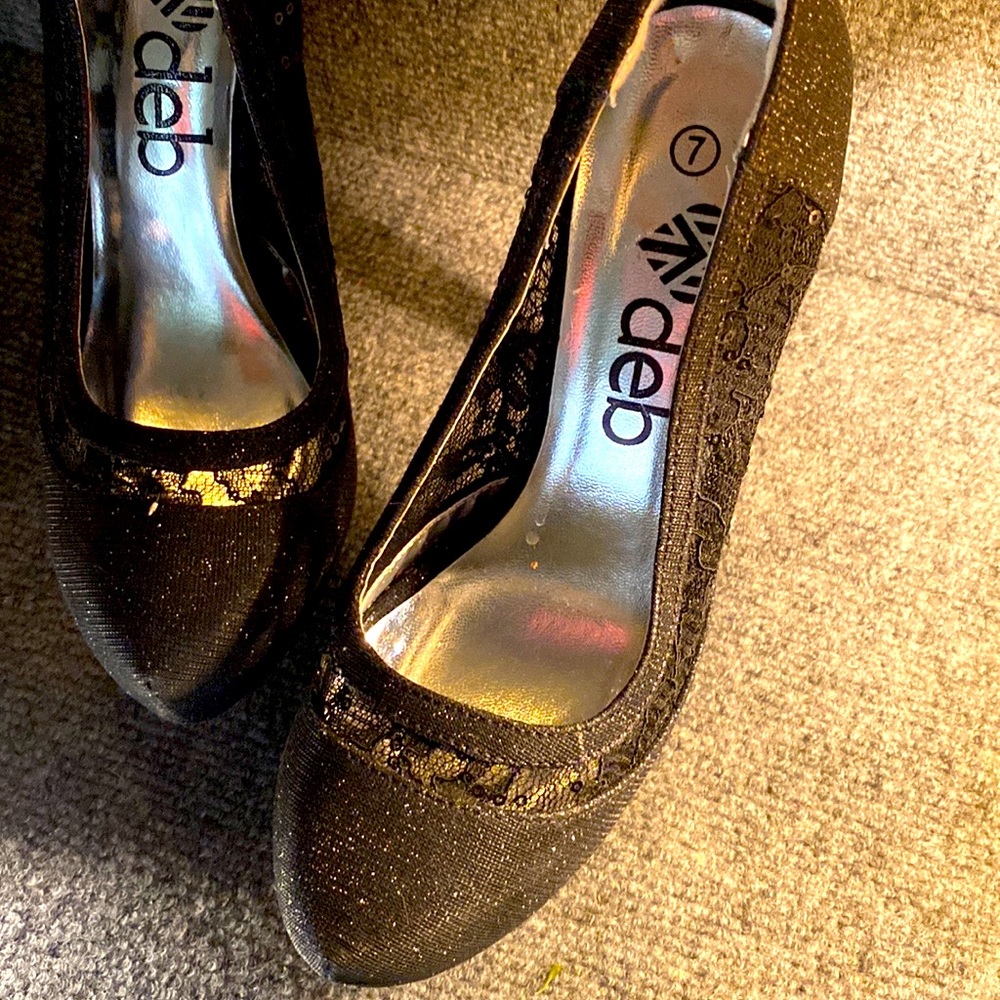 Deb black platform stilettos